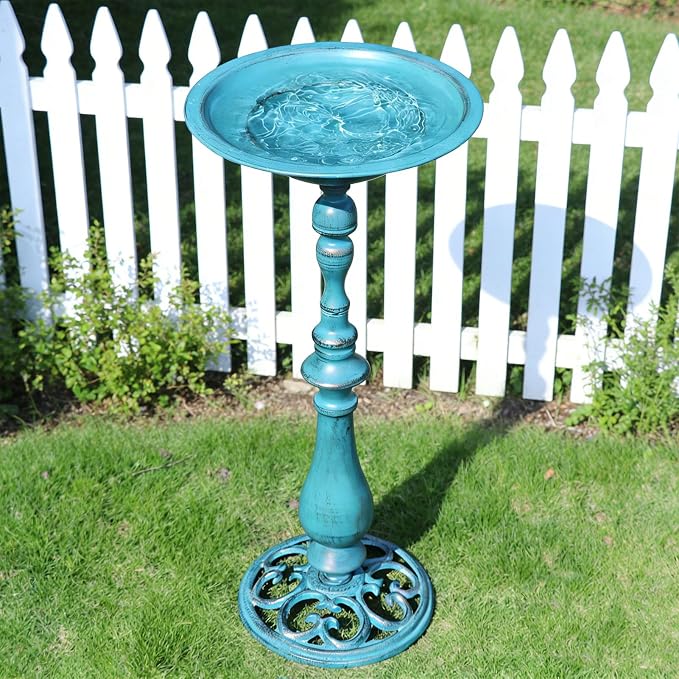 26.6”H×12.3" W Cast Iron Pedestal Bird Bath，Metal Birdbaths Bird Feeder Seed - Image 2