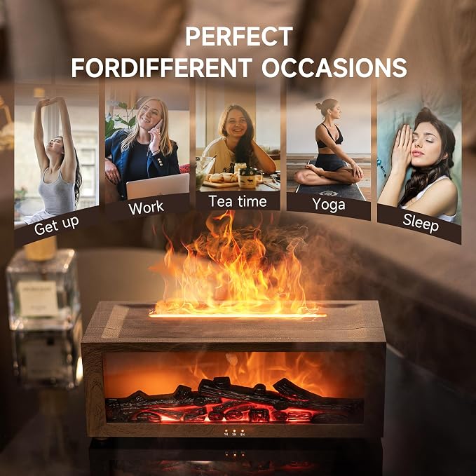 TMEHM Fireplace Flame Air Diffuser Humidifier, 7 Colors Aromatherapy Essential - Image 7