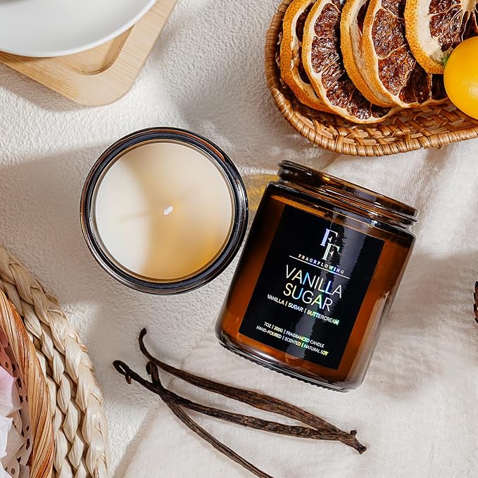 Vanilla Sugar Scented Candles for Home, Soy Wax Candle Aromatherapy Candles - Image 3