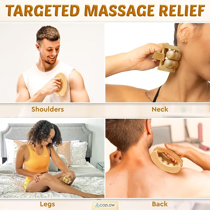 COZLOW - Wooden Massage Ball Roller - Handheld Rolling Massager - Image 3
