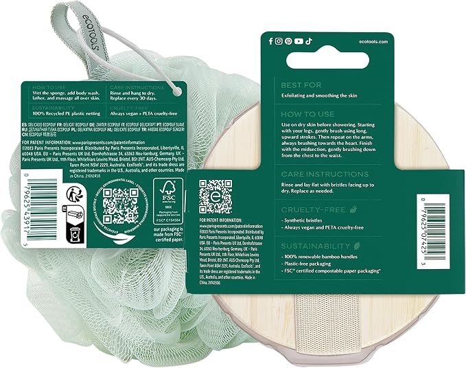 EcoTools Dry Body Brush for Circulation, Dead Skin Removal + Green Delicate - Image 9