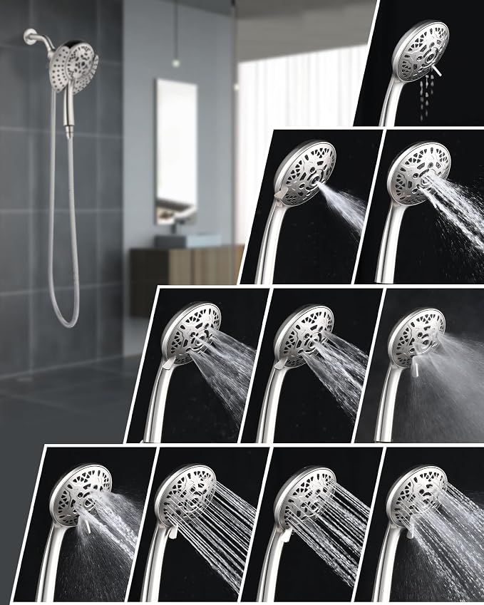 INAVAMZ Shower Heads with Handheld Spray Combo: 7.2" Rainfall Shower Head & - Image 4
