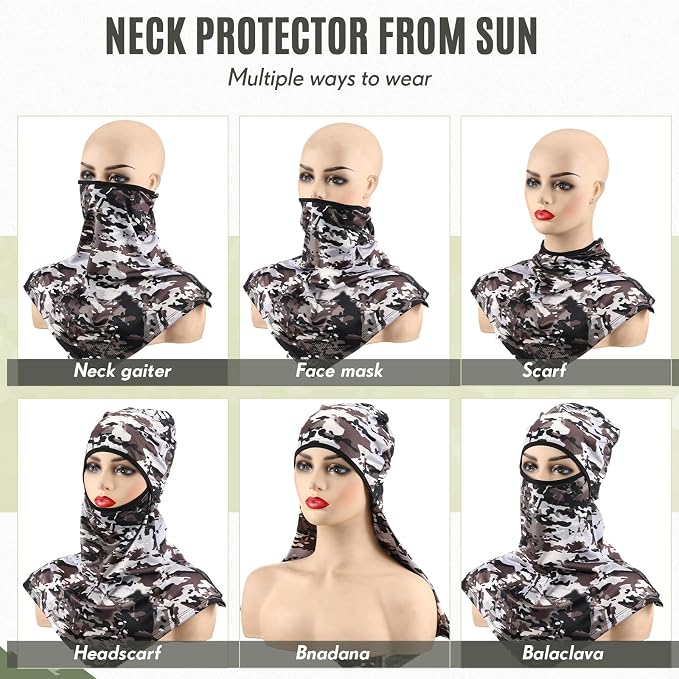 SATINIOR 3 Piece Balaclava Face Cover Sun Protection Neck Cover Summer - Image 4