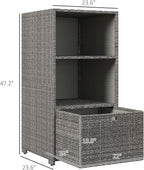 Outsunny Valet Pool Towel Rack, Waterproof PE Plastic Rattan Wicker Storage - Image 3