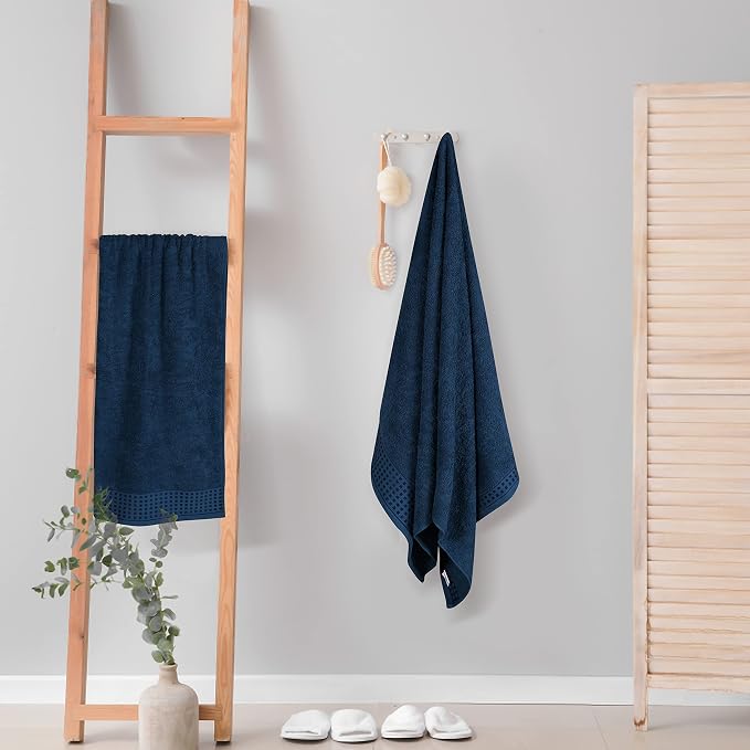 GLAMBURG 100% Cotton 2 Pack Oversized Bath Towel Set 28x55 Inches, Ultra Soft - Image 4