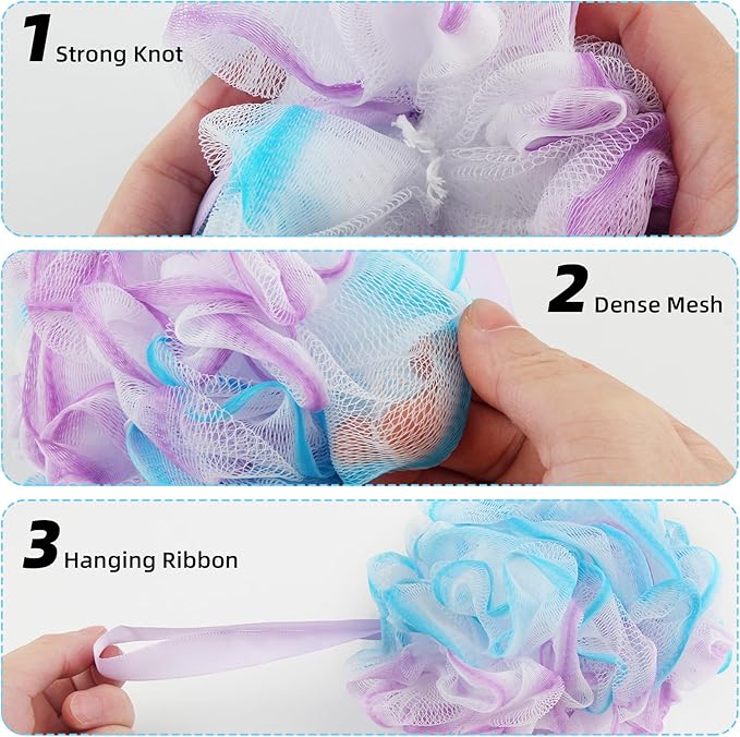 Chuya Bath Sponges Loofahs 60g, 4 Pack Exfoliating Bath Sponge Body Scrubber - Image 3