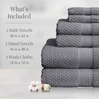 NY Loft 100% Cotton Towel Set 6 Piece | Super Soft & Absorbent Quick-Dry 2 Bath - Image 2