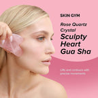 SKIN GYM Rose Quartz Sculpty Heart Gua Sha Tool, Heart-Shaped Facial Massage - Image 2