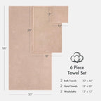 Madison Park Bathroom Towel Set of 6 Diagonal Ribbed, 500 GSM - Image 9