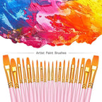 BOSOBO Paint Brushes Set, 10 Pieces Round Pointed Tip Paintbrushes Nylon Hair - Image 6