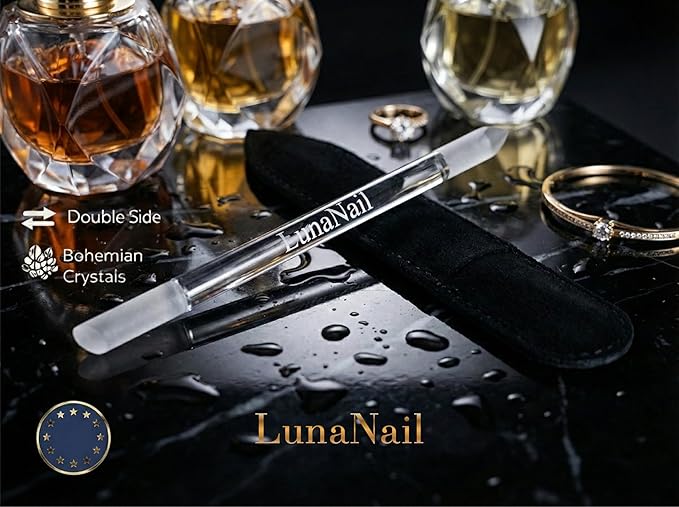 Double-Sided Czech Crystal Glass Cuticle Pusher | Premium Etched Manicure Stick - Image 2