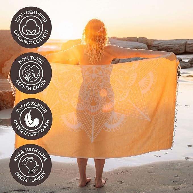 FESHKA Sand Proof Turkish Beach Towel – Oversized, Quick Dry & Lightweight - Image 4
