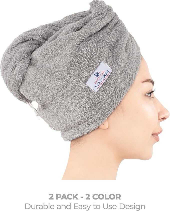 American Soft Linen 100% Cotton Hair Towels - Image 3