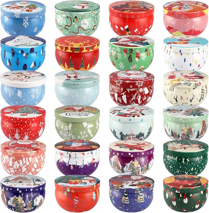 24Pack Christmas Scented Candle Tins Gift Set - Image 6