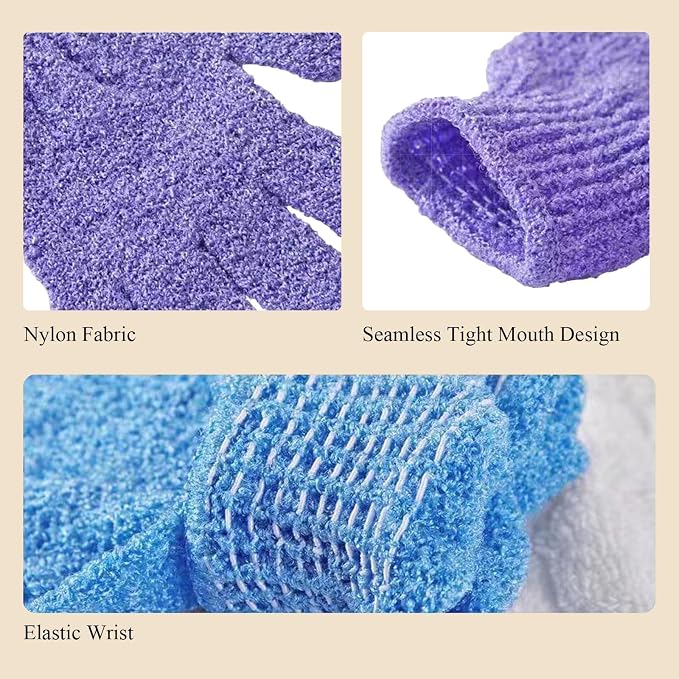 MOLOPPO 2 PCS Exfoliating Glove, Scrub Gloves Exfoliating, Body Exfoliator - Image 2