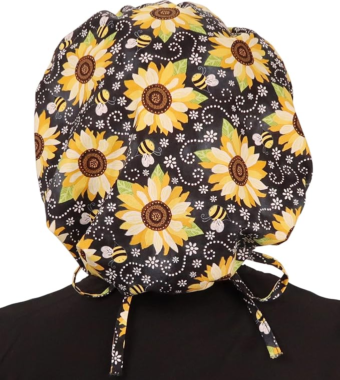 Sparkling EARTH Banded Bouffant Surgical Scrub Ponytail Working Caps and - Image 5