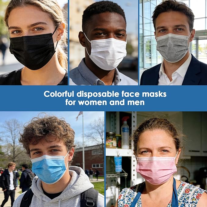 NNPCBT 5 Color Disposable Face Masks 100 Pack, 3-Ply Breathable Mask - Image 5