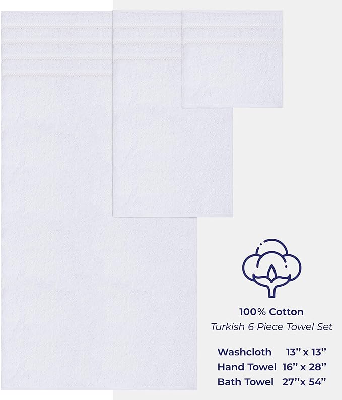 American Soft Linen Luxury 6 Piece Towel Set, 2 Bath Towels 2 Hand Towel 2 - Image 4