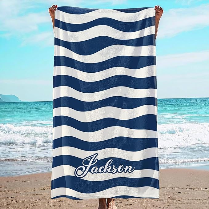 JML Custom Beach Towel with Name, Personalized Microfiber Beach Towel with Name by JML