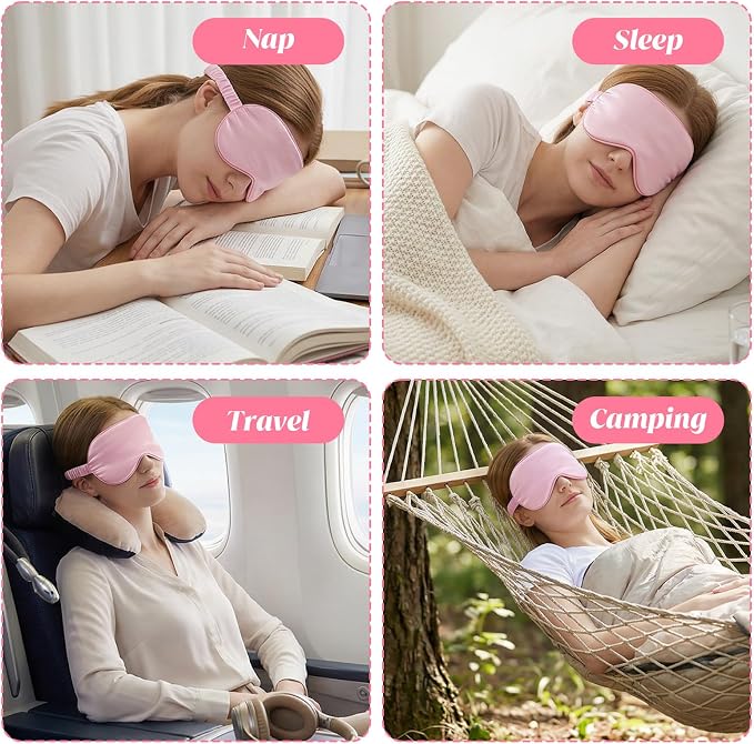 Satin Sleep Mask, 6 Pack Pink Silk Eye Mask - Image 7