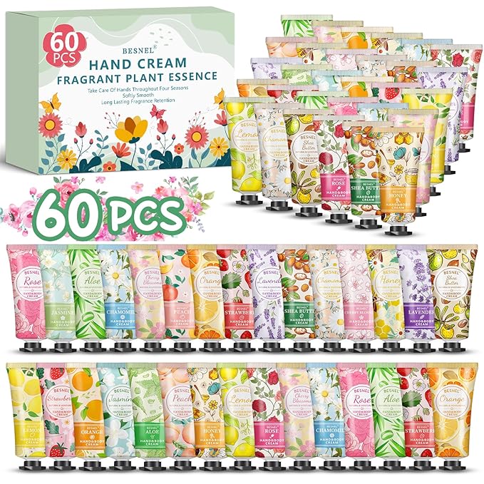60 Pack Hand Cream Gift Set For Women, Mothers Day Gifts, Teacher Appreciation by BESNEL