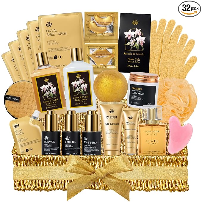 32 Pcs Mother's Day Gifts, Orchid Spa Basket Gift Set by RAROSAACCA