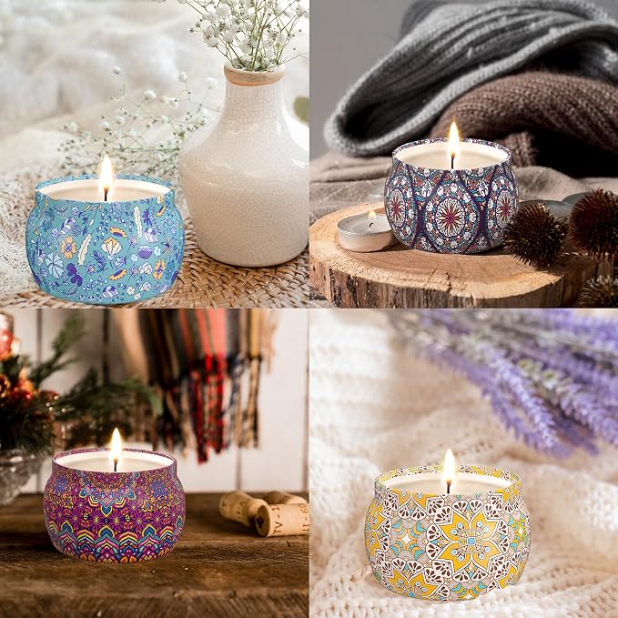 TranquilBliss Scented Candle Set, 4 Pack Soy Wax Candles, 120H Burn Time - Image 7