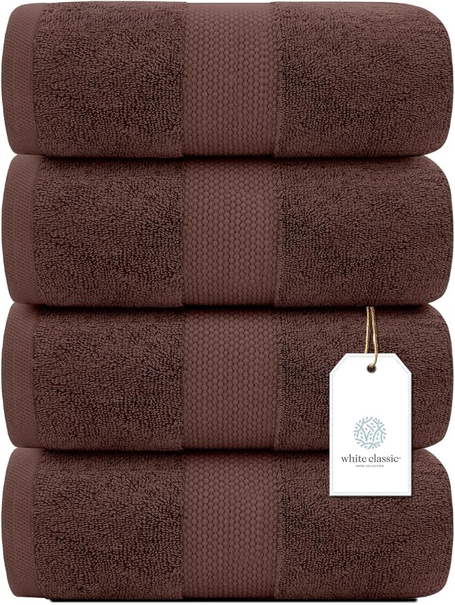 White Classic Luxury Bath Towels Set of 4 Large - Image 2