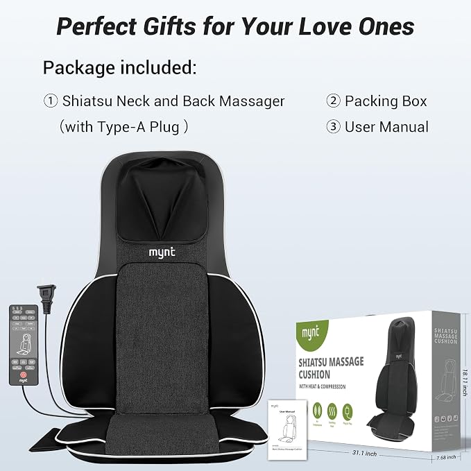 Mynt Back and Neck Massager for Pain Relief Deep Tissue, 3D Shiatsu Acupressure - Image 7