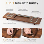 Premium Teak Bathtub Tray for Freestanding Baths - Image 3