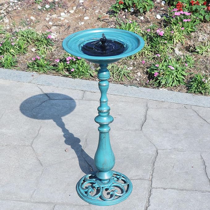 26.6”H×12.3" W Cast Iron Pedestal Bird Bath，Metal Birdbaths Bird Feeder Seed - Image 8