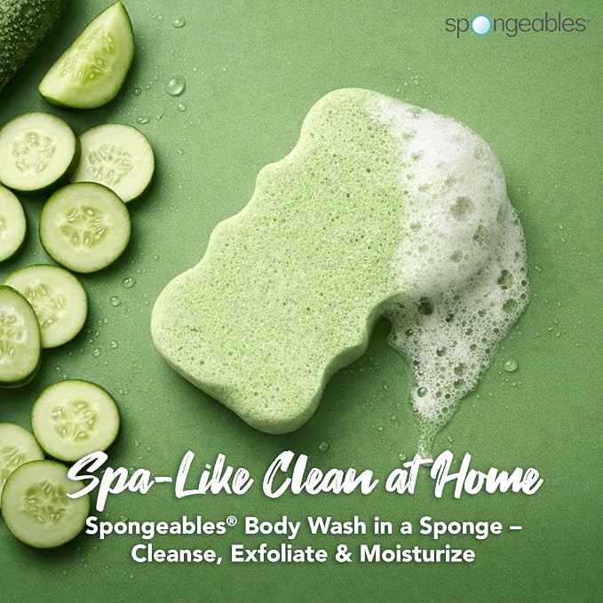 Spongeables Body Wash in a 20+ Wash Sponge, Cool Cucumber - Image 2