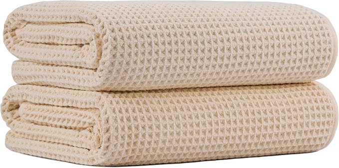 MICROFI New Microfiber Waffle Bath Towels, 2 Pieces, Fast Drying, Lint Free 430 by Unknown