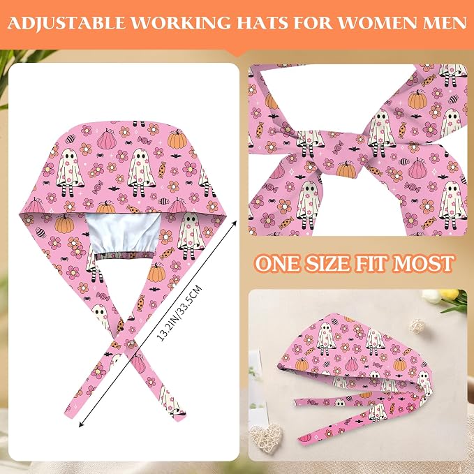 Adjustable Scrub Cap with Buttons & Sweatband, Working Hat with Elastic Tie Back - Image 4
