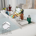 Bathtub Caddy Tray for Tub, Foldable Bath Table Trays, Bamboo Shelf - Image 5