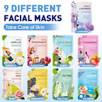 KONEUK 9 Pack Hydrating Face Masks Skincare, Bulk Sheet Face Mask - Image 3
