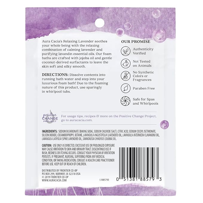 Aura Cacia Aromatherapy Foam Bath, Relaxing Lavender, 2.5 Ounce Packet - Image 2