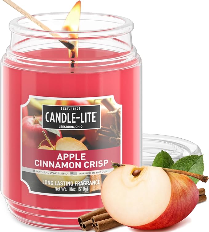 Candle-lite Fall Scented Candles, Apple Cinnamon Crisp, 18 oz Jar, Proudly by Candle-liteCompany
