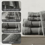 Madison Park Turkish 100% Cotton 600Gsm Luxury Premium Thick Soft Absorbent - Image 4