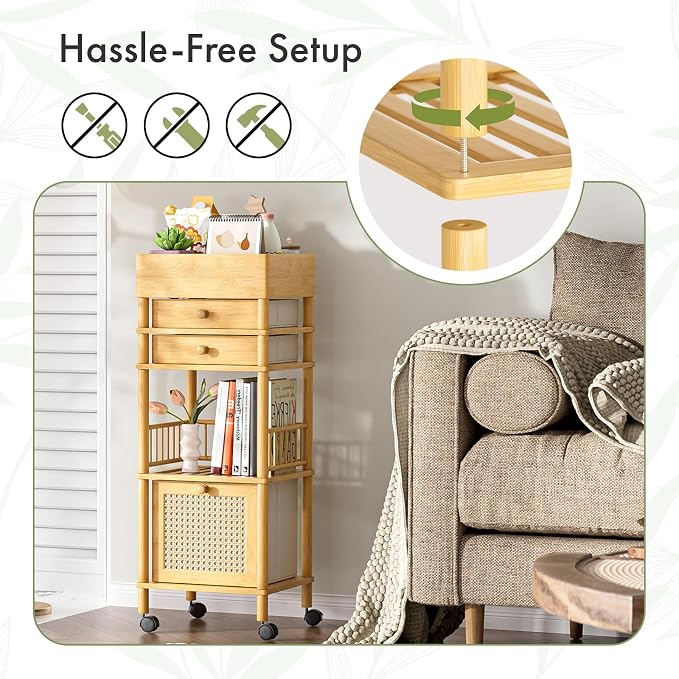Amazer Bamboo Makeup Organizer Cart - Image 5