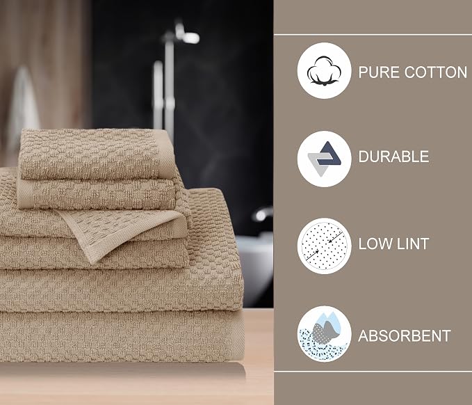 COTTON CRAFT Waffle 6 Piece Towel Set - Image 3