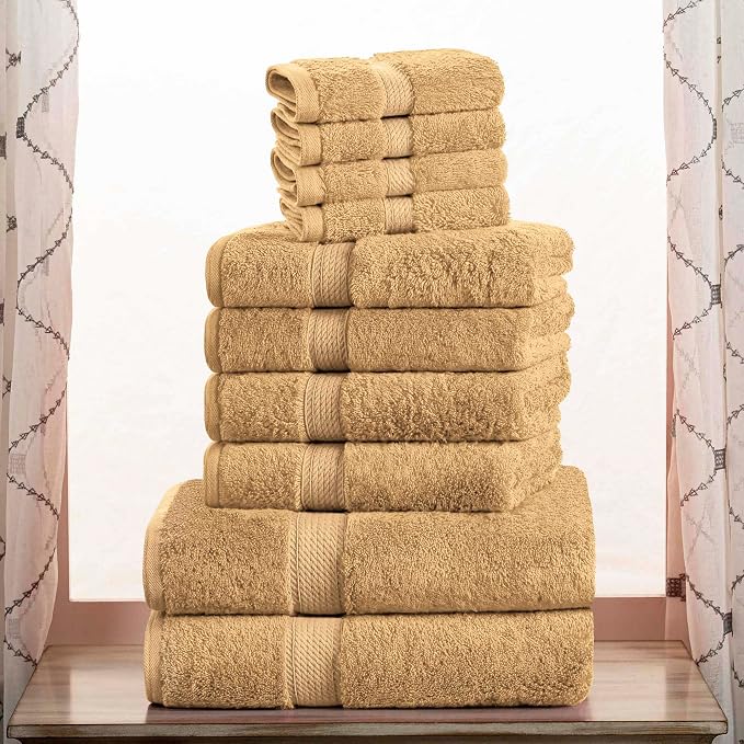 Superior Egyptian Cotton Pile 10 Piece Towel Set, Includes 2 Bath, 4 Hand by SUPERIOR
