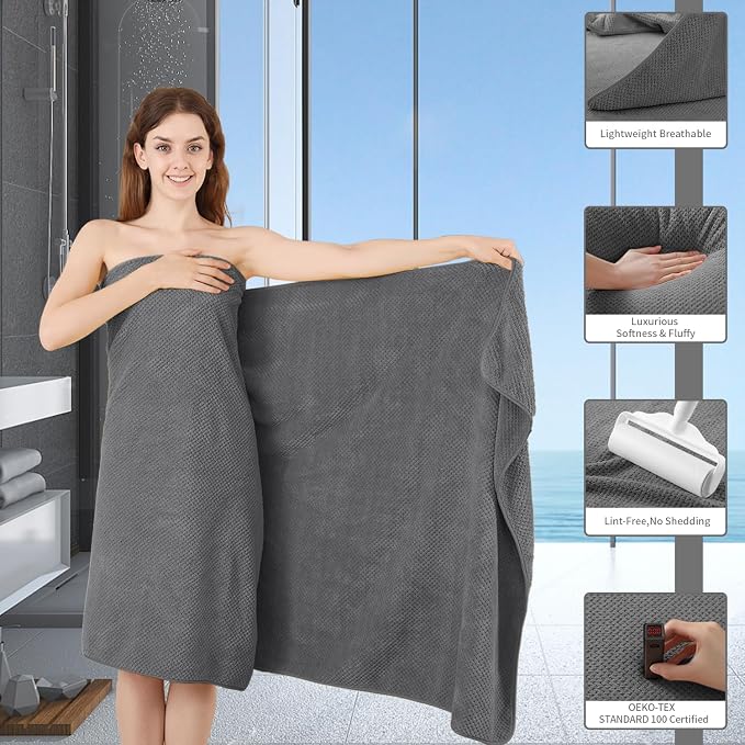 Extra Large Bath Towel Set of 4, Oversized Bath Sheet Super Soft Highly - Image 3