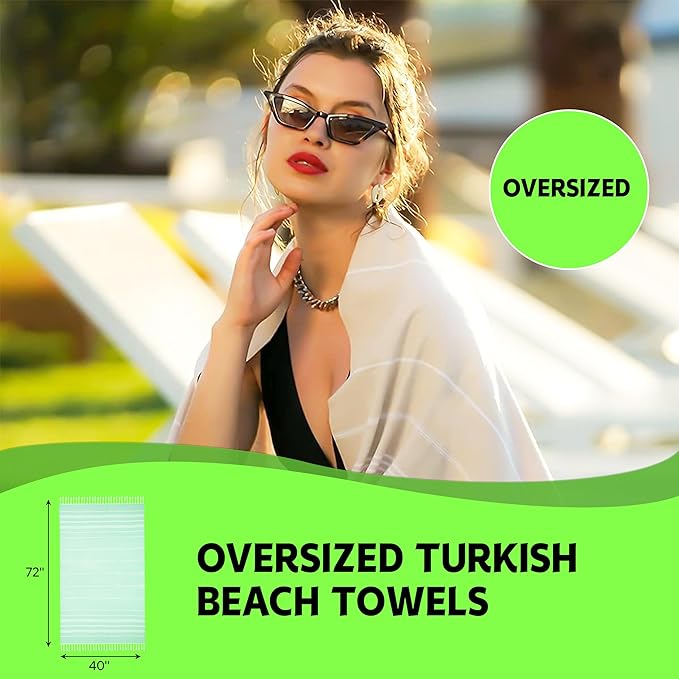 HAVLULAND Turkish Beach Towel Oversized 40"x 72" 100% Turkish Cotton, Sand Free - Image 3