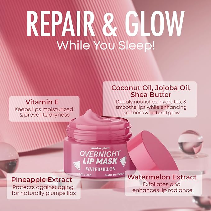 Lip Mask with Watermelon – Overnight Lip Repair, Intense Hydration & Smoothing - Image 4