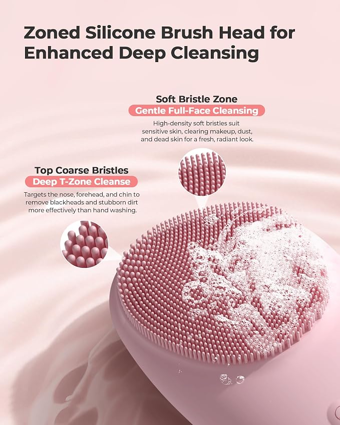 Facial Cleansing Brush & Massager, 2 in 1 Facial Skin Scrubber Waterproof and - Image 3