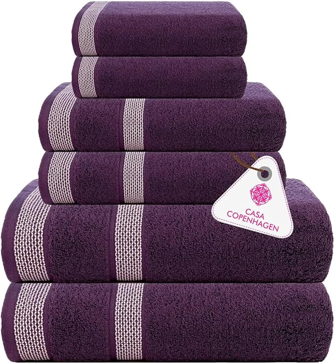 CASA COPENHAGEN Solitaire 6Pcs 100% Egyptian Cotton Large Designer Towels Gift by CASACOPENHAGEN