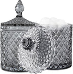 rejomiik 2 Pack Qtip Holder Glass Apothecary Jars by rejomiik