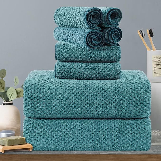 8-Piece Aqua Bath Towels Set, 2 Oversized Large Bath Towels Sheet, 2 Hand by Hailea