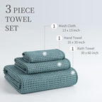 MICROFI New Microfiber Waffle Bath Towels, 3 Pieces, Fast Drying, Lint Free - Image 3